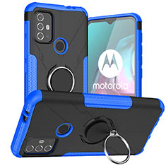 Motorola Moto G10 Power用ハイブリットバンパーケース プラスチック アンド指輪 マグネット式 S02 モトローラ ネイビー