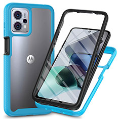 Motorola Moto G13用360度 フルカバー ハイブリットバンパーケース クリア透明 プラスチック カバー ZJ3 モトローラ ブルー