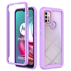 Motorola Moto G20用360度 フルカバー ハイブリットバンパーケース クリア透明 プラスチック カバー モトローラ パープル