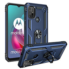 Motorola Moto G30用ハイブリットバンパーケース プラスチック アンド指輪 マグネット式 S01 モトローラ ネイビー