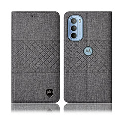 Motorola Moto G31用手帳型 布 スタンド H14P モトローラ グレー