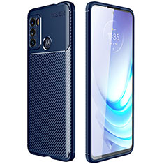 Motorola Moto G40 Fusion用シリコンケース ソフトタッチラバー ツイル カバー S01 モトローラ ネイビー