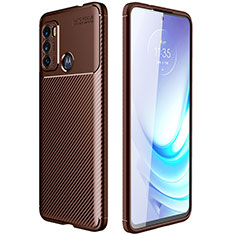 Motorola Moto G40 Fusion用シリコンケース ソフトタッチラバー ツイル カバー S01 モトローラ ブラウン