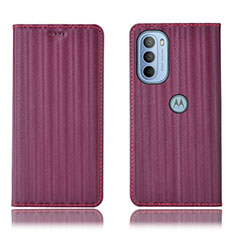 Motorola Moto G41用手帳型 レザーケース スタンド カバー H18P モトローラ パープル