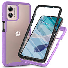 Motorola Moto G53 5G用360度 フルカバー ハイブリットバンパーケース クリア透明 プラスチック カバー ZJ3 モトローラ パープル