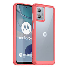 Motorola Moto G53 5G用ハイブリットバンパーケース クリア透明 プラスチック カバー J01S モトローラ レッド