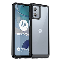 Motorola Moto G53j 5G用ハイブリットバンパーケース クリア透明 プラスチック カバー J01S モトローラ ブラック