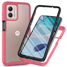 Motorola Moto G53y 5G用360度 フルカバー ハイブリットバンパーケース クリア透明 プラスチック カバー ZJ3 モトローラ ローズレッド