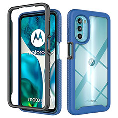 Motorola Moto G71s 5G用360度 フルカバー ハイブリットバンパーケース クリア透明 プラスチック カバー モトローラ ネイビー