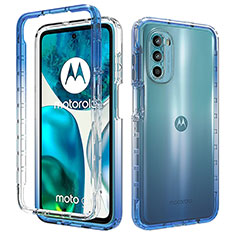 Motorola Moto G71s 5G用前面と背面 360度 フルカバー 極薄ソフトケース シリコンケース 耐衝撃 全面保護 バンパー 勾配色 透明 モトローラ ネイビー