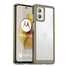 Motorola Moto G73 5G用ハイブリットバンパーケース クリア透明 プラスチック カバー J01S モトローラ グレー