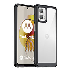 Motorola Moto G73 5G用ハイブリットバンパーケース クリア透明 プラスチック カバー J01S モトローラ ブラック