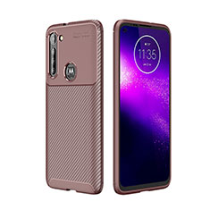 Motorola Moto G8 Power用シリコンケース ソフトタッチラバー ツイル カバー モトローラ ブラウン