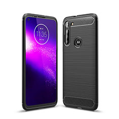 Motorola Moto G8 Power用シリコンケース ソフトタッチラバー ライン カバー モトローラ ブラック