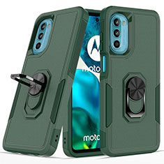 Motorola Moto G82 5G用ハイブリットバンパーケース プラスチック アンド指輪 マグネット式 MQ1 モトローラ モスグリー