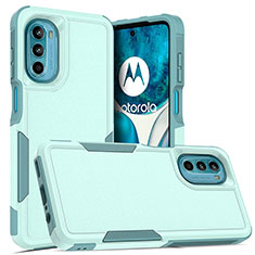 Motorola Moto G82 5G用ハイブリットバンパーケース プラスチック 兼シリコーン カバー 前面と背面 360度 フル MQ1 モトローラ シアン