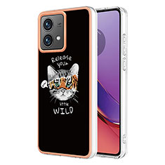 Motorola Moto G84 5G用シリコンケース ソフトタッチラバー バタフライ パターン カバー YB6 モトローラ ブラック