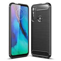 Motorola Moto One Fusion Plus用シリコンケース ソフトタッチラバー ライン カバー S01 モトローラ ブラック