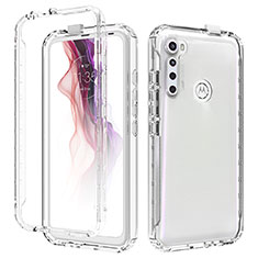 Motorola Moto One Fusion Plus用前面と背面 360度 フルカバー 極薄ソフトケース シリコンケース 耐衝撃 全面保護 バンパー 勾配色 透明 モトローラ クリア