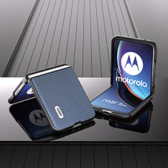 Motorola Moto Razr 40 Ultra 5G用シリコンケース ソフトタッチラバー レザー柄 カバー BH1 モトローラ ライトブルー