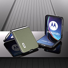 Motorola Moto Razr 40 Ultra 5G用シリコンケース ソフトタッチラバー レザー柄 カバー BH1 モトローラ グリーン