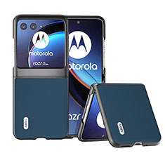 Motorola Moto Razr 40 Ultra 5G用シリコンケース ソフトタッチラバー レザー柄 カバー BH5 モトローラ ネイビー