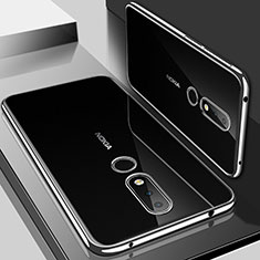 Nokia 6.1 Plus用極薄ソフトケース シリコンケース 耐衝撃 全面保護 クリア透明 H01 ノキア シルバー