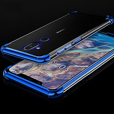 Nokia X7用極薄ソフトケース シリコンケース 耐衝撃 全面保護 クリア透明 H01 ノキア ネイビー