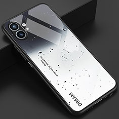 Nothing Phone 1用ハイブリットバンパーケース プラスチック 鏡面 虹 グラデーション 勾配色 カバー Nothing Phone グレー