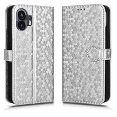 Nothing Phone 2用手帳型 レザーケース スタンド カバー C01X Nothing Phone シルバー