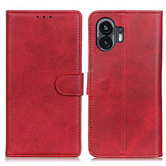 Nothing Phone 2用手帳型 レザーケース スタンド カバー A05D Nothing Phone レッド