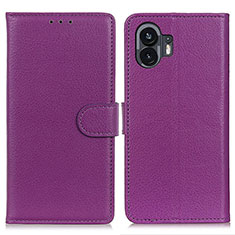 Nothing Phone 2用手帳型 レザーケース スタンド カバー A03D Nothing Phone パープル