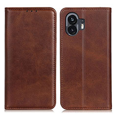 Nothing Phone 2用手帳型 レザーケース スタンド カバー A02D Nothing Phone ブラウン