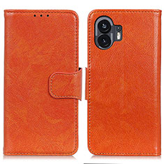 Nothing Phone 2用手帳型 レザーケース スタンド カバー N05P Nothing Phone オレンジ