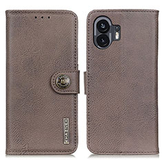 Nothing Phone 2用手帳型 レザーケース スタンド カバー K02Z Nothing Phone グレー