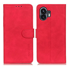 Nothing Phone 2用手帳型 レザーケース スタンド カバー K09Z Nothing Phone レッド