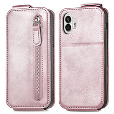 Nothing Phone 2用フリップ レザーケース スタンド Nothing Phone ローズゴールド