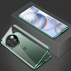 OnePlus 11R 5G用ケース 高級感 手触り良い アルミメタル 製の金属製 360度 フルカバーバンパー 鏡面 カバー P03 OnePlus グリーン