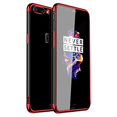 OnePlus 5用極薄ソフトケース シリコンケース 耐衝撃 全面保護 クリア透明 H01 OnePlus レッド