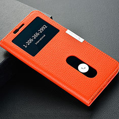 OnePlus 5T A5010用手帳型 レザーケース スタンド カバー L02 OnePlus オレンジ