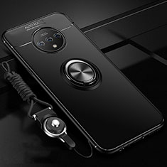 OnePlus 7T用極薄ソフトケース シリコンケース 耐衝撃 全面保護 アンド指輪 マグネット式 バンパー OnePlus ブラック
