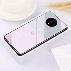 OnePlus 7T用ハイブリットバンパーケース プラスチック 鏡面 カバー T01 OnePlus ピンク