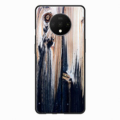 OnePlus 7T用シリコンケース ソフトタッチラバー 木目模様 OnePlus カラフル