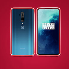 OnePlus 7T Pro 5G用ケース 高級感 手触り良い アルミメタル 製の金属製 360度 フルカバーバンパー 鏡面 カバー OnePlus レッド