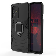 OnePlus 9 5G用ハイブリットバンパーケース プラスチック アンド指輪 マグネット式 OnePlus ブラック