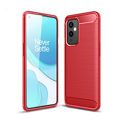 OnePlus 9 5G用シリコンケース ソフトタッチラバー ライン カバー OnePlus レッド