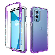 OnePlus 9 5G用前面と背面 360度 フルカバー 極薄ソフトケース シリコンケース 耐衝撃 全面保護 バンパー 勾配色 透明 OnePlus パープル