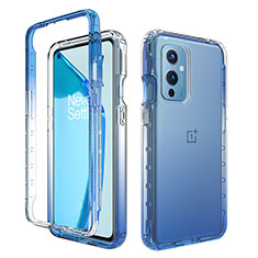 OnePlus 9 5G用前面と背面 360度 フルカバー 極薄ソフトケース シリコンケース 耐衝撃 全面保護 バンパー 勾配色 透明 OnePlus ネイビー