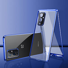 OnePlus 9 5G用ケース 高級感 手触り良い アルミメタル 製の金属製 360度 フルカバーバンパー 鏡面 カバー OnePlus ネイビー