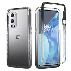 OnePlus 9 Pro 5G用前面と背面 360度 フルカバー 極薄ソフトケース シリコンケース 耐衝撃 全面保護 バンパー 勾配色 透明 JX1 OnePlus ダークグレー